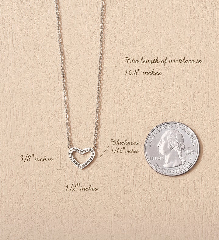 Heart Rhinestone Charm Necklace Jewellery Diamond Silver Chain | eBay